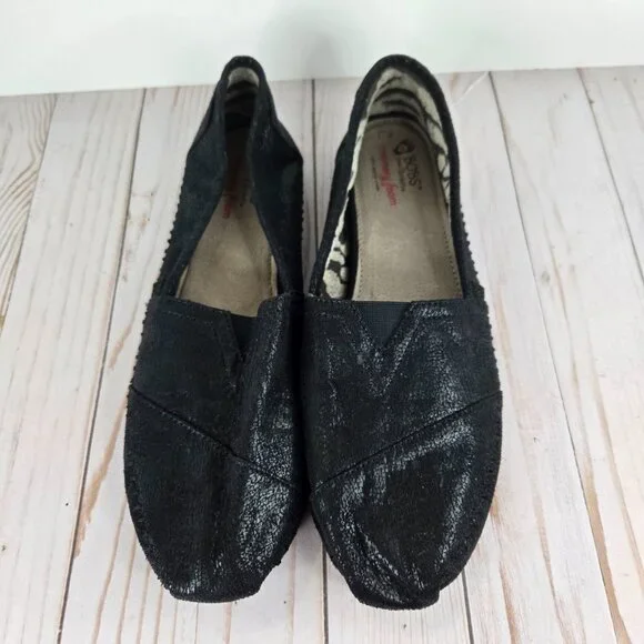 BOBS From Skechers Women's Luxe Rain Dance Black Slip On Flats Size 11 in Black - Picture 3 of 14